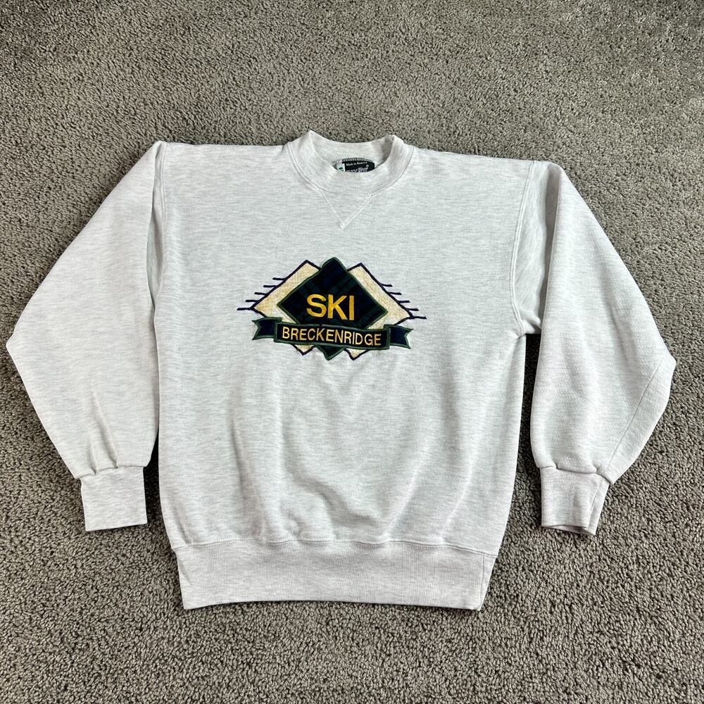 VINTAGE Breckenridge Sweatshirt Womens M Skiing Ski Colorado Embroidered 90s
